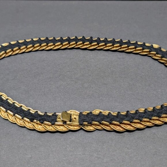 Vintage Belt Women Gold Elastic Stretch Round Link Disc Textured Retro Metal 80s - Picture 5 of 5